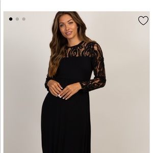 Pinkblush Maternity Black Lace Sleeve Maxi